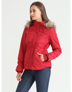 	Women Quilted Puffer Jacket Red